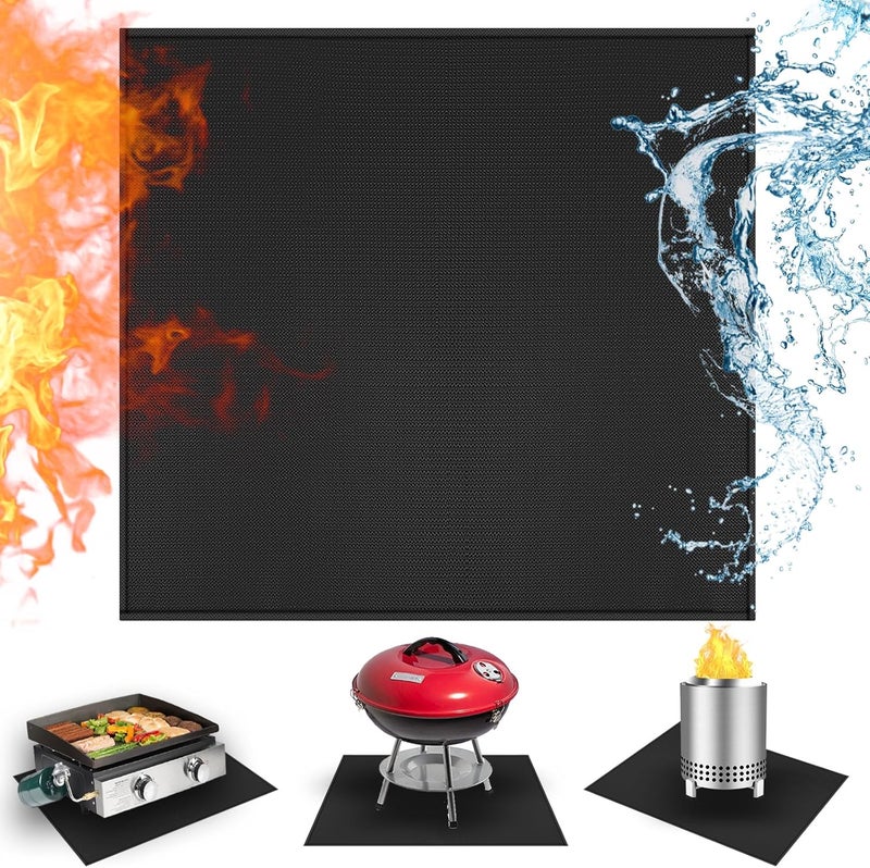 Amerbro 24x24in Heat Resistant Grill Mats for Outdoor Tabletop Grill to Protect Your Prep Grill Table, Heat Resistant Mats for Countertop, Fireproof & Water Proof & Oil Proof Tabletop Fire Pit Mat-Black-1mm - Image 1